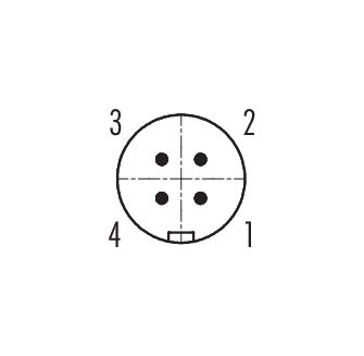 Contact arrangement (Plug-in side) Snap-In Male cable connector, Contacts: 4, 3.5-5.0 mm, unshielded, solder, IP67, UL 2238