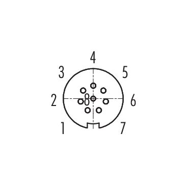 Contact arrangement (Plug-in side) Snap-In Female panel mount connector, Contacts: 8, unshielded, THT, IP67, UL 2238, M8x0,75, Front mounting