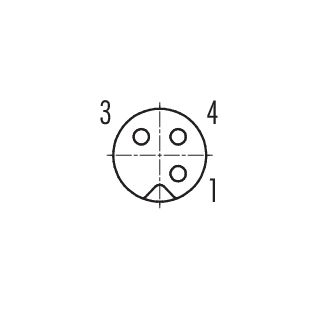Contact arrangement (Plug-in side) M5 Female panel mount connector, Contacts: 3, unshielded, THT, IP67, M5x0.5, Rear mounting, potted