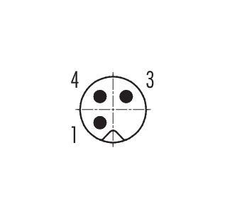Contact arrangement (Plug-in side) M5 Male panel mount connector, Contacts: 3, unshielded, THT, IP67, M5x0.5, Rear mounting, potted