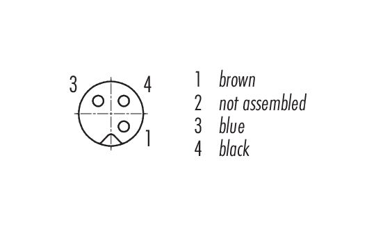 Contact arrangement (Plug-in side) M5 Female panel mount connector, Contacts: 3, unshielded, single wires, IP67, M5x0.5, Front mounting, potted