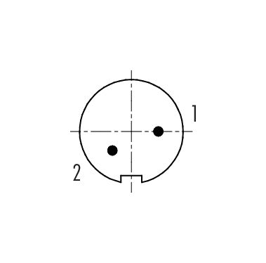 Contact arrangement (Plug-in side) Bayonet Male cable connector, Contacts: 2, 3.0-4.0 mm, unshielded, solder, IP40