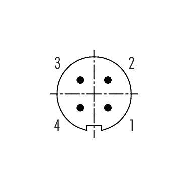 Contact arrangement (Plug-in side) Bayonet Male cable connector, Contacts: 4, 3.0-4.0 mm, unshielded, solder, IP40