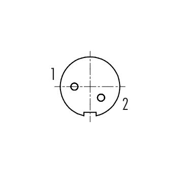 Contact arrangement (Plug-in side) M9 Female panel mount connector, Contacts: 2, unshielded, THT, IP40, M9x0,5, Front mounting