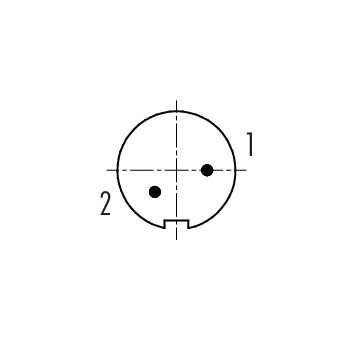 Contact arrangement (Plug-in side) M9 Male cable connector, Contacts: 2, 4.0-5.0 mm, unshielded, solder, IP40