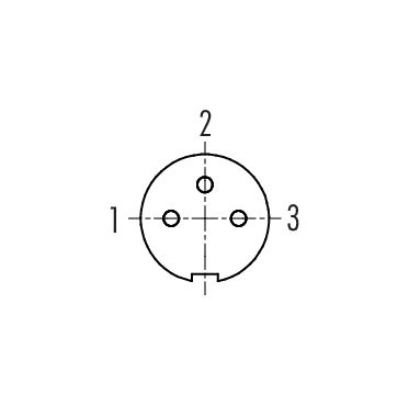 Contact arrangement (Plug-in side) M9 Female panel mount connector, Contacts: 3, unshielded, THT, IP40, M9x0,5, Front mounting