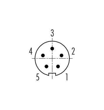 Contact arrangement (Plug-in side) M9 Male cable connector, Contacts: 5, 4.0-5.0 mm, unshielded, solder, IP40