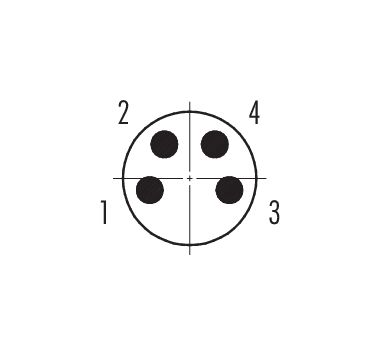 Contact arrangement (Plug-in side) M8 Male cable connector, Contacts: 4, 3.5-5.0 mm, shieldable, solder, IP67, UL 2238