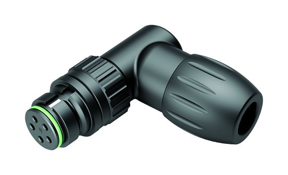 Illustration Snap-In Female angled connector, Contacts: 8, 6.0-8.0 mm, unshielded, solder, IP67